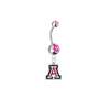 Arizona Wildcats Silver Pink Swarovski Belly Button Navel Ring - Customize Gem Colors