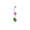 Baylor Bears Silver Pink Swarovski Belly Button Navel Ring - Customize Gem Colors