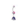 Boise State Broncos Silver Pink Swarovski Belly Button Navel Ring - Customize Gem Colors