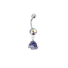 Boise State Broncos Silver Auora Borealis Swarovski Belly Button Navel Ring - Customize Gem Colors