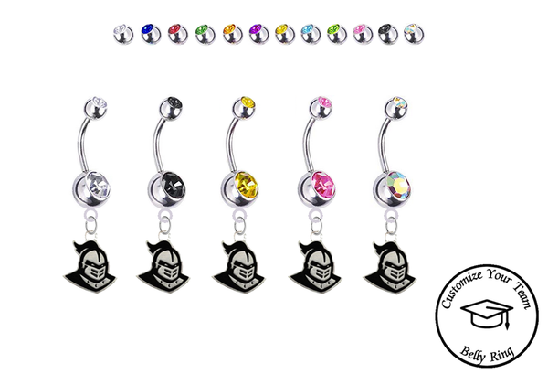 Central Florida Knights Silver Swarovski Belly Button Navel Ring - Customize Gem Colors