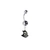 Central Florida Knights Silver Black Swarovski Belly Button Navel Ring - Customize Gem Colors