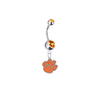 Clemson Tigers Silver Orange Swarovski Belly Button Navel Ring - Customize Gem Colors