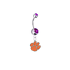Clemson Tigers Silver Purple Swarovski Belly Button Navel Ring - Customize Gem Colors