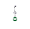 Colorado State Rams Silver Clear Swarovski Belly Button Navel Ring - Customize Gem Colors