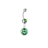 Colorado State Rams Silver Green Swarovski Belly Button Navel Ring - Customize Gem Colors