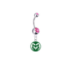 Colorado State Rams Silver Pink Swarovski Belly Button Navel Ring - Customize Gem Colors