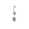 Indiana Hoosiers Silver Pink Swarovski Belly Button Navel Ring - Customize Gem Colors