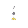 Iowa Hawkeyes Style 2 Silver Black Swarovski Belly Button Navel Ring - Customize Gem Colors