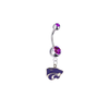 Kansas State Wildcats Silver Purple Swarovski Belly Button Navel Ring - Customize Gem Colors