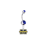 Michigan Wolverines Silver Blue Swarovski Belly Button Navel Ring - Customize Gem Colors