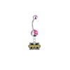 Michigan Wolverines Silver Pink Swarovski Belly Button Navel Ring - Customize Gem Colors