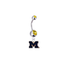 Michigan Wolverines Style 2 Silver Gold Swarovski Belly Button Navel Ring - Customize Gem Colors