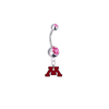 Minnesota Gophers Silver Pink Swarovski Belly Button Navel Ring - Customize Gem Colors