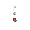 Ohio State Buckeyes Style 2 Silver Clear Swarovski Belly Button Navel Ring - Customize Gem Colors