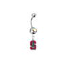 Stanford Cardinal Silver Auora Borealis Swarovski Belly Button Navel Ring - Customize Gem Colors