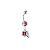 Utah Utes Silver Red Swarovski Belly Button Navel Ring - Customize Gem Colors