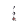 Utah Utes Silver Black Swarovski Belly Button Navel Ring - Customize Gem Colors
