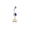 Virginia Cavaliers Silver Blue Swarovski Belly Button Navel Ring - Customize Gem Colors