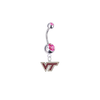 Virginia Tech Hokies Silver Pink Swarovski Belly Button Navel Ring - Customize Gem Colors