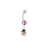 Wake Forest Demon Deacons Silver Pink Swarovski Belly Button Navel Ring - Customize Gem Colors