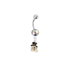 Wake Forest Demon Deacons Silver Auora Borealis Swarovski Belly Button Navel Ring - Customize Gem Colors