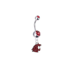 Washington State Cougars Silver Red Swarovski Belly Button Navel Ring - Customize Gem Colors