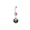 Buffalo Sabres Silver Pink Swarovski Belly Button Navel Ring - Customize Gem Colors