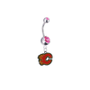 Calgary Flames Silver Pink Swarovski Belly Button Navel Ring - Customize Gem Colors