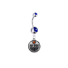 Edmonton Oilers Silver Blue Swarovski Belly Button Navel Ring - Customize Gem Colors