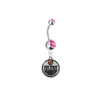 Edmonton Oilers Silver Pink Swarovski Belly Button Navel Ring - Customize Gem Colors