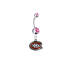 Montreal Canadiens Silver Pink Swarovski Belly Button Navel Ring - Customize Gem Colors