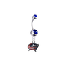 Columbus Blue Jackets Silver Blue Swarovski Belly Button Navel Ring - Customize Gem Colors