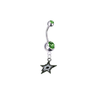 Dallas Stars Silver Green Swarovski Belly Button Navel Ring - Customize Gem Colors