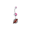 New Jersey Devils Silver Pink Swarovski Belly Button Navel Ring - Customize Gem Colors