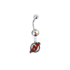 New Jersey Devils Silver Auora Borealis Swarovski Belly Button Navel Ring - Customize Gem Colors