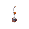 New York Islanders Silver Orange Swarovski Belly Button Navel Ring - Customize Gem Colors