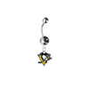 Pittsburgh Penguins Silver Black Swarovski Belly Button Navel Ring - Customize Gem Colors
