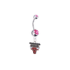 Chicago Bulls Silver Pink Swarovski Belly Button Navel Ring - Customize Gem Colors