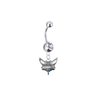 Charlotte Hornets Silver Clear Swarovski Belly Button Navel Ring - Customize Gem Colors