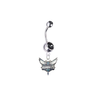 Charlotte Hornets Silver Black Swarovski Belly Button Navel Ring - Customize Gem Colors