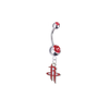 Houston Rockets Silver Red Swarovski Belly Button Navel Ring - Customize Gem Colors