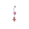 Houston Rockets Silver Pink Swarovski Belly Button Navel Ring - Customize Gem Colors