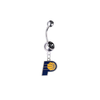 Indiana Pacers Silver Black Swarovski Belly Button Navel Ring - Customize Gem Colors