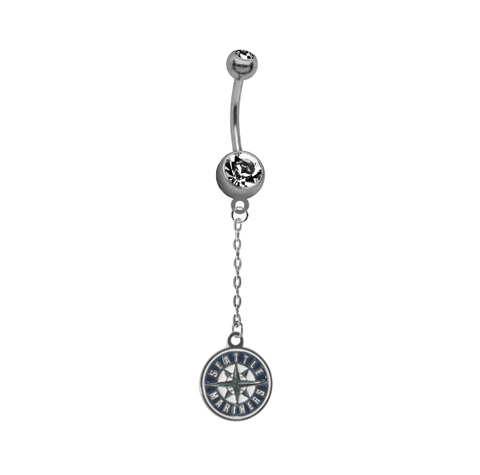 Seattle Mariners Dangle Chain Belly Button Navel Ring