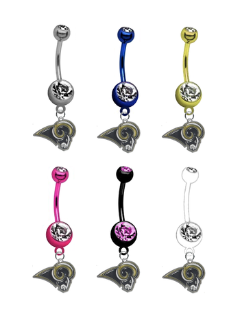 Los Angeles Rams NFL Football Belly Button Navel Ring - Pick Your Color