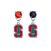 Stanford Cardinal RED & BLACK Swarovski Crystal Stud Rhinestone Earrings