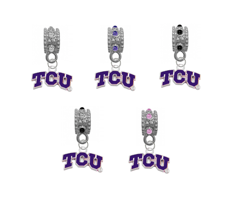 TCU Horned Frogs NCAA Crystal Rhinestone European Bracelet Charm