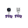 TCU Horned Frogs BLACK & CLEAR Swarovski Crystal Stud Rhinestone Earrings