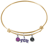 TCU Texas Christian Horned Frogs GOLD Color Edition Expandable Wire Bangle Charm Bracelet
